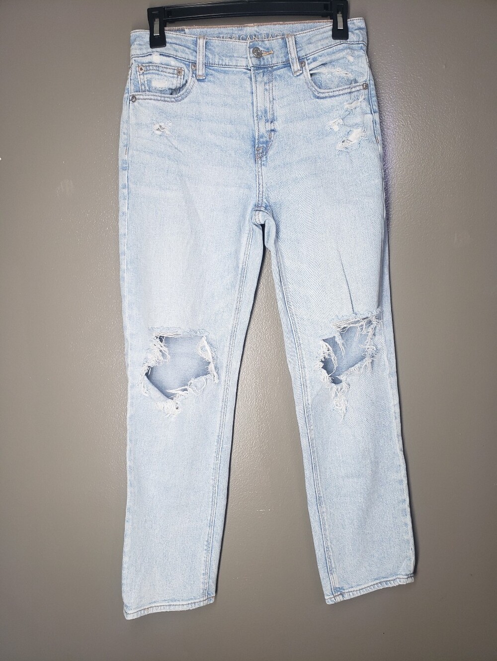American Eagle Womens Super High Rise Ankle Straight Jeans Size 2 Reg Light Wash